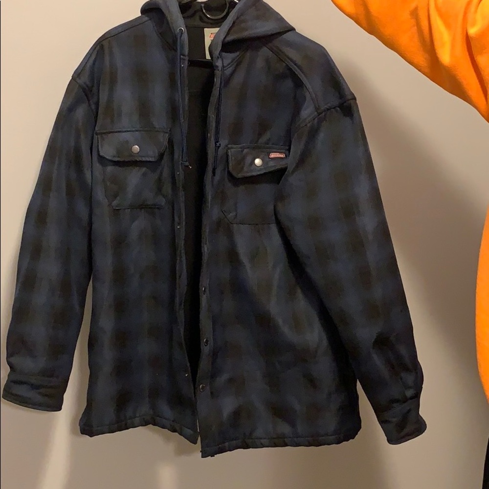 Dickies fleece lined blue plaid jacket
